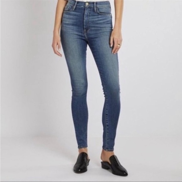 Frame Ali High Rise Skinny Jean Juniper Wash Size 25 - Picture 2 of 11